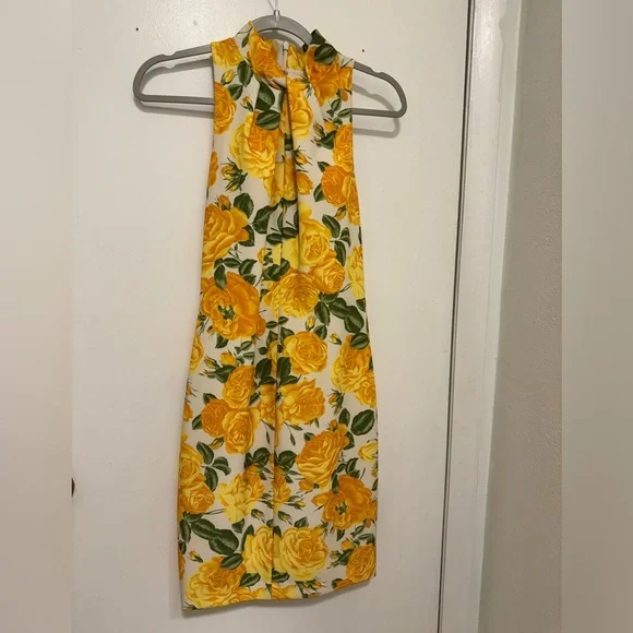 BLACK HALO Yellow Floral Dress Size 6 - Picture 9 of 9